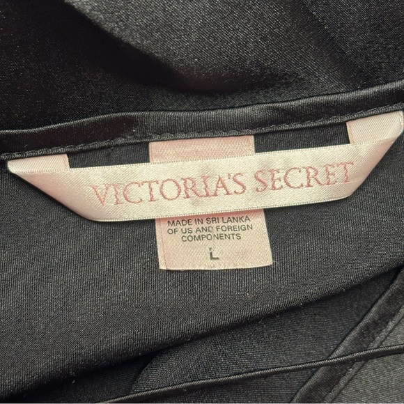 Y2k Victoria’s Secret Black Satin & Bronze Lace Slip Dress Chemise Sz Large - Picture 5 of 10